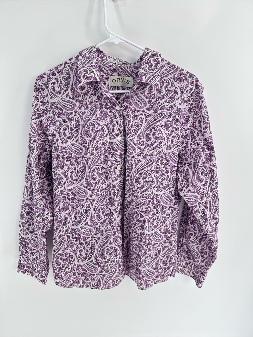 Orvis Women's Purple Cotton Paisley Button-Up Blouse - Size 12